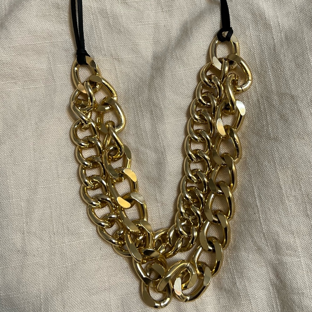 Double Gold Chain Link Necklace